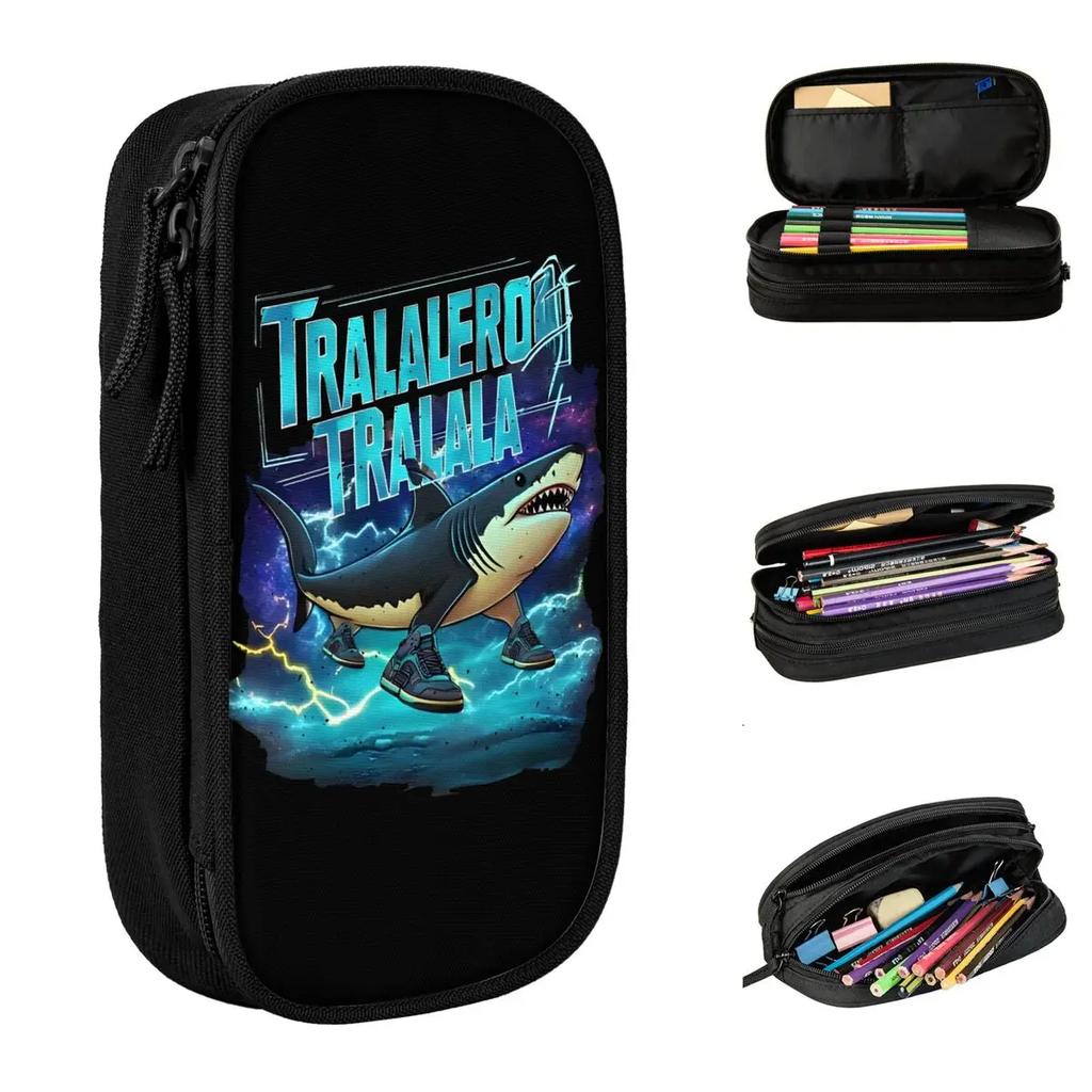 Tralalero Tralala Bootleg Brainrots Pencil Cases New Pen Box Bag for Student Large Storage School Gifts Pencil Pouch