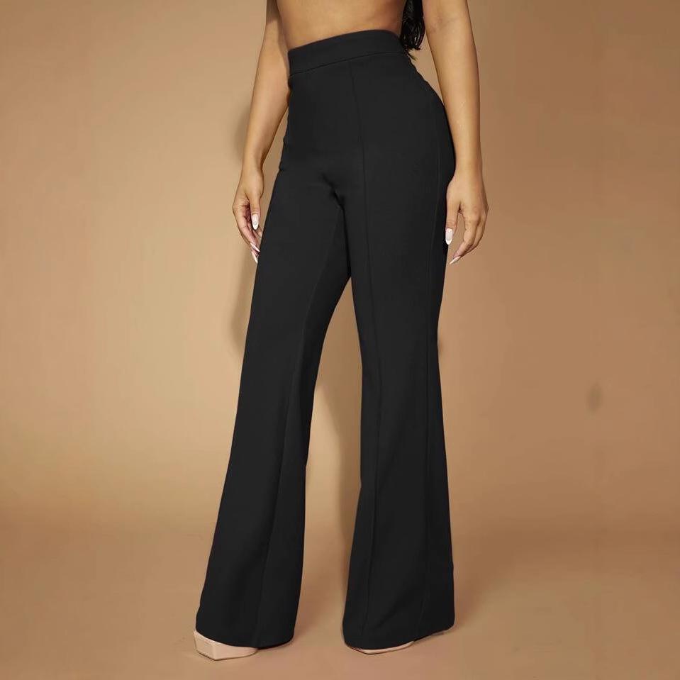 2025 Elegant High-Waist Flare Pants for Women: Chic European & American Office Style