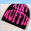 Double Sided Fashion Knitted Hat With Letter Embroidery Design For Season Cold