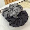 2pcs Elegant Black and Gray Cloth Bow Hair Rope for Women Temperament High Ponytail Hair Rope Fashion Girl Does Not Hurt Scr