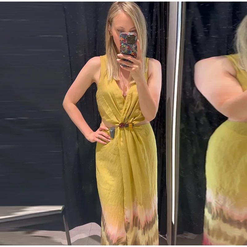 Элегантное печатное женское платье — фото 6