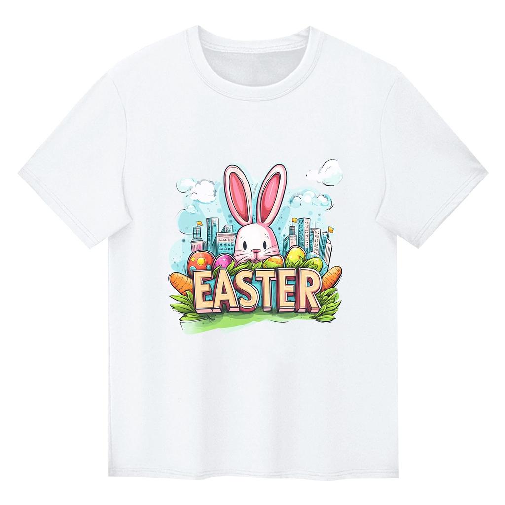 Barn Tryckt Kortärmad Rundhalsad Casual Bekväm Lös Lätt Topp