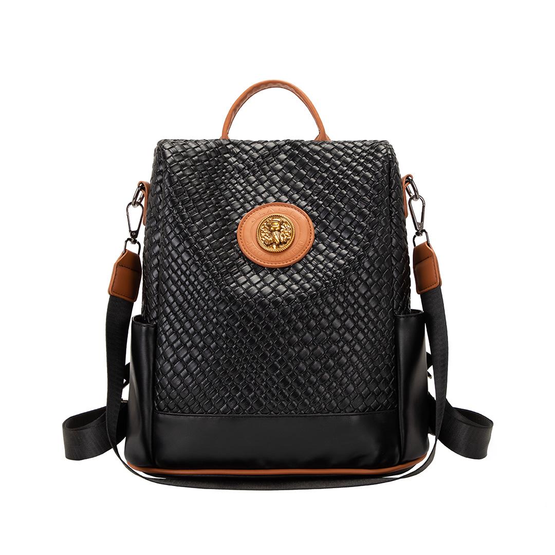 

Женский рюкзак из мягкой кожи, дорожный рюкзак большой вместимости чёрный