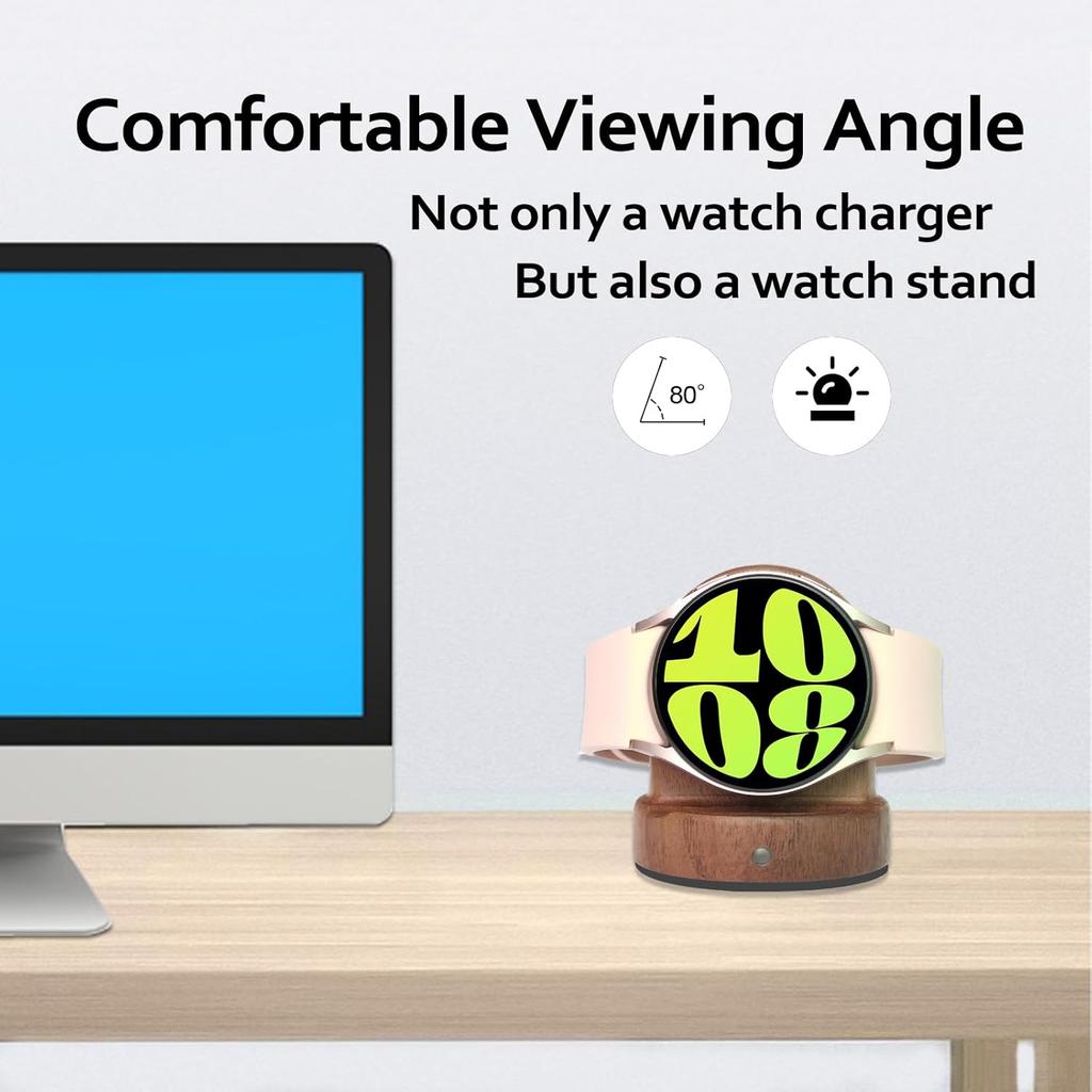 Magnetic Watch Charger Stand for Samsung Watch, Wood Galaxy Watch Charging Dock Fast Charging,Portable Wireless Charging Station for Samsung Galaxy