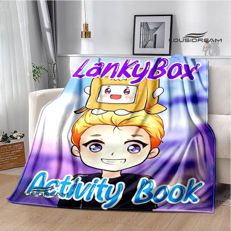 Cute Lankybox Foxy Boxy cartoon Printed blankets Picnic blanket Flannel Warm blanket Travel Blankets bed linings Birthday Gift