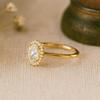 Oval Cut Cubic Zirconia Halo Ring for Women | Gold Plated 925 Sterling Silver Engagement Ring | Wedding, Promise, Anniversary Gift
