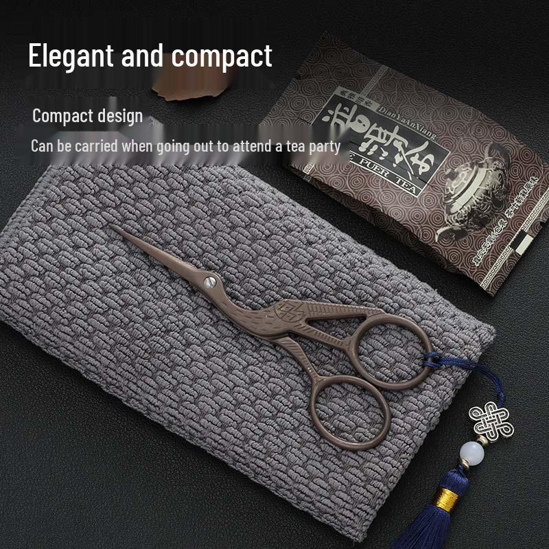Creative Golden Crane Retro Titanium Scissors for Cross Stitch and Tea Art