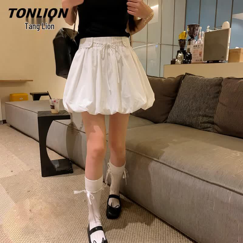 TonLion Women s A-Line Tie-Waist Mini Skirt XL