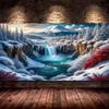 Große Größe Mosaik DIY Voll Diamant Malerei Kits Kunst Winterwald Wasserfall Landschaft Stickerei Kreuzstich Strasssteine