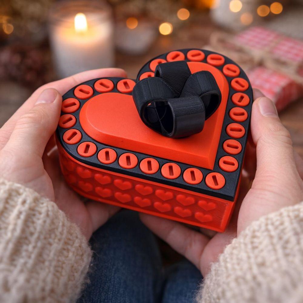 Unique Heart Shaped Annoying Gift Box 8 cm Detachable 3 D Printed Box Funny with Screws Take Apart Box Hobbies