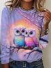 Spring and Autumn Fashion Women's Long Sleeve Crew Neck T-Shirt, Women's Casual Top