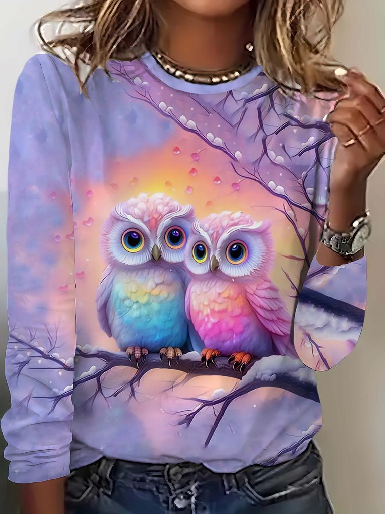 Spring and Autumn Fashion Women's Long Sleeve Crew Neck T-Shirt, Women's Casual Top