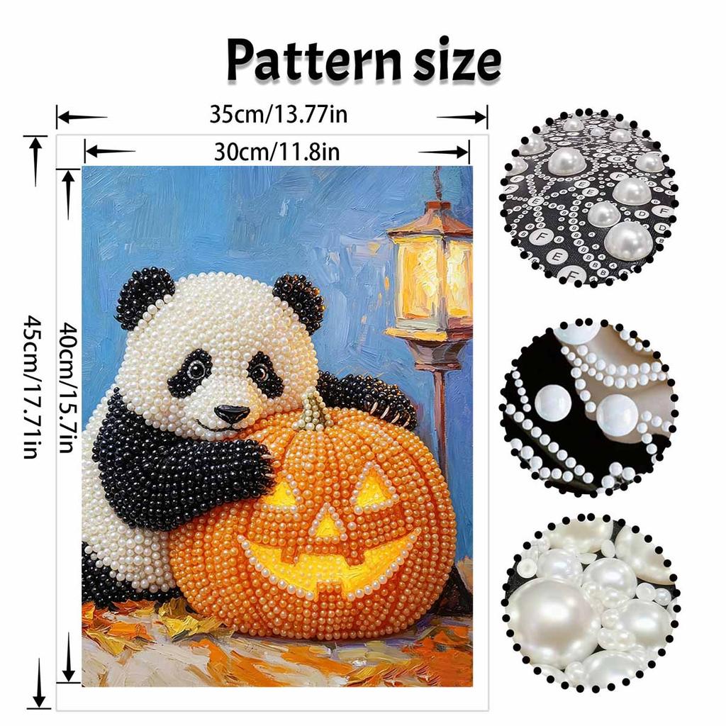 Halloween Pearl Painting Handmade Diy Art Panda Pumpkin Lantern Pearl Home Decoration Painting