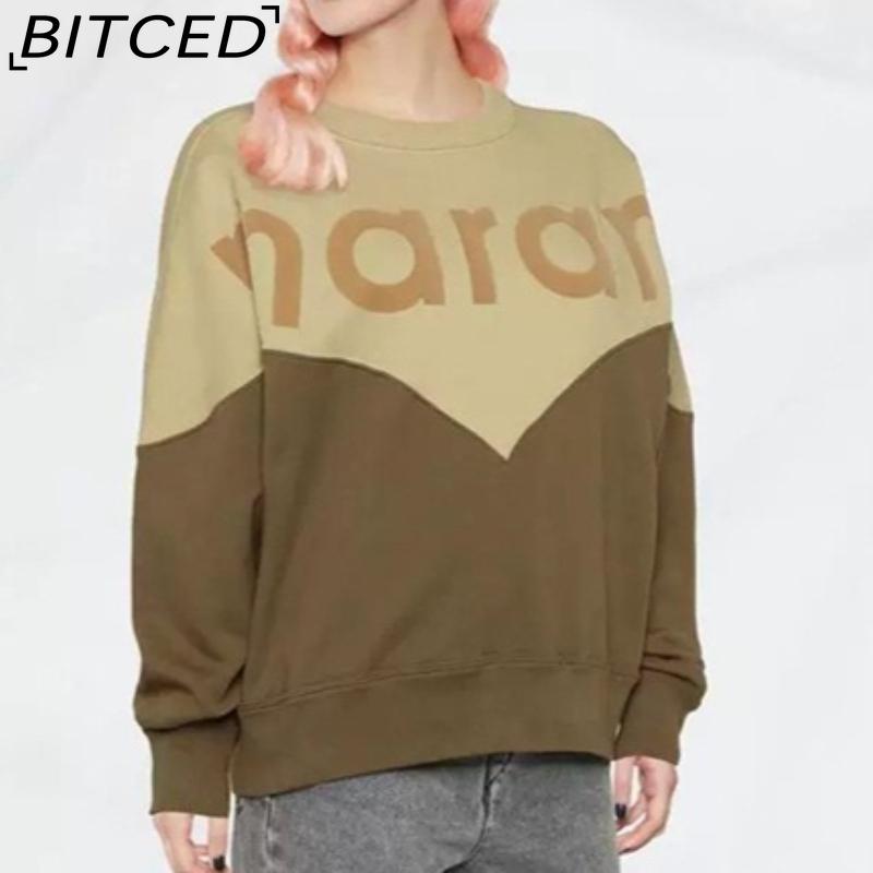 BITCED Women's Winter Colour-Blocked Fleece-Lined O-Neck Sweatshirt