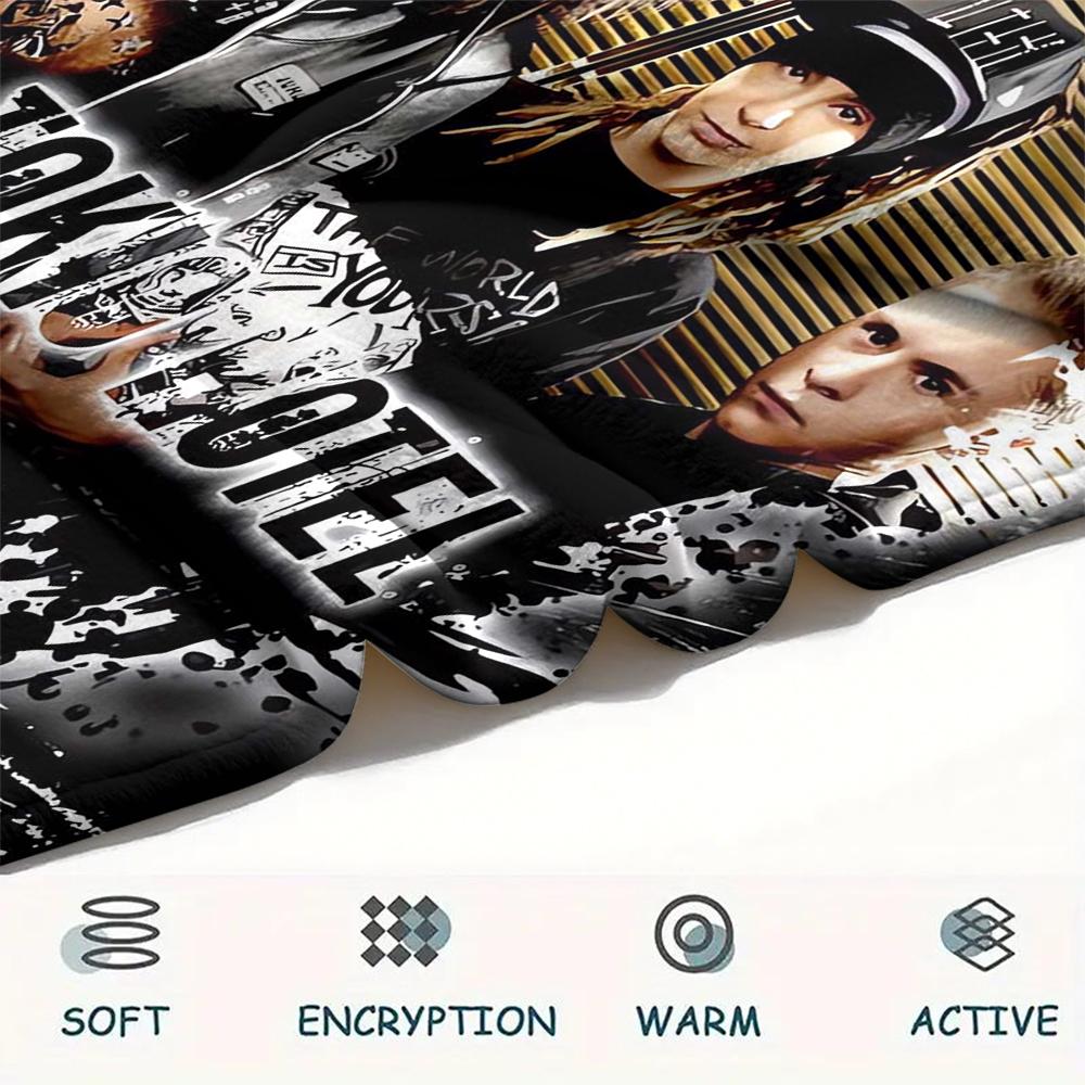 1Pc TH Band Print Flannel Blanket, High Quality Comfortable for All Seasons, Home Decor, Warmth and Comfort, Perfect for Christmas Gifts