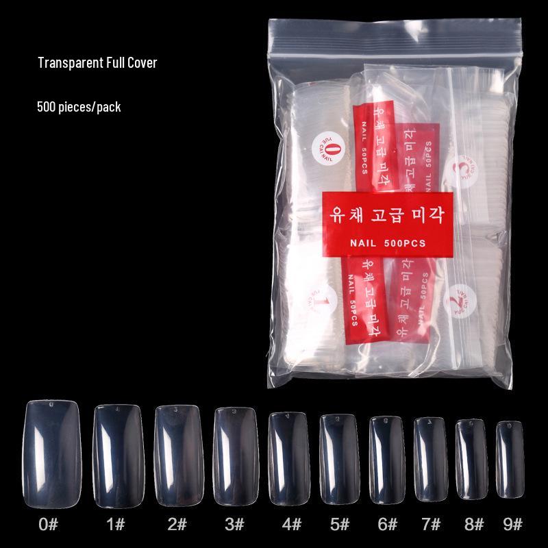Nail Art Clear Full & Half Cover Tips, French Style, Korean Standard, 500 Pieces