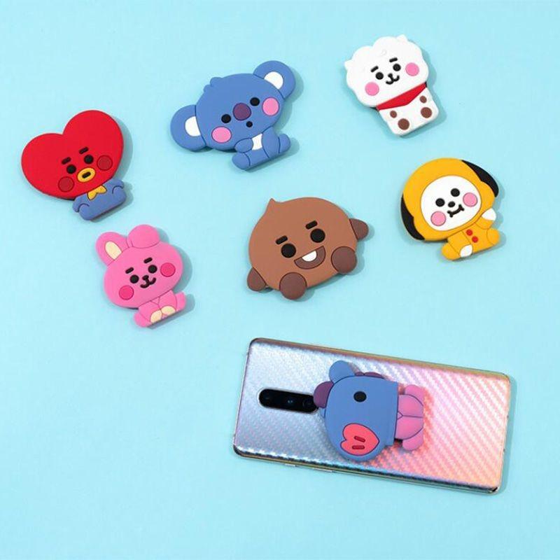 Bt21 Cartoon Handheld Phone Holder, Desk Extendable Airbag, Cute Headphones Organizer, Idol Accessories