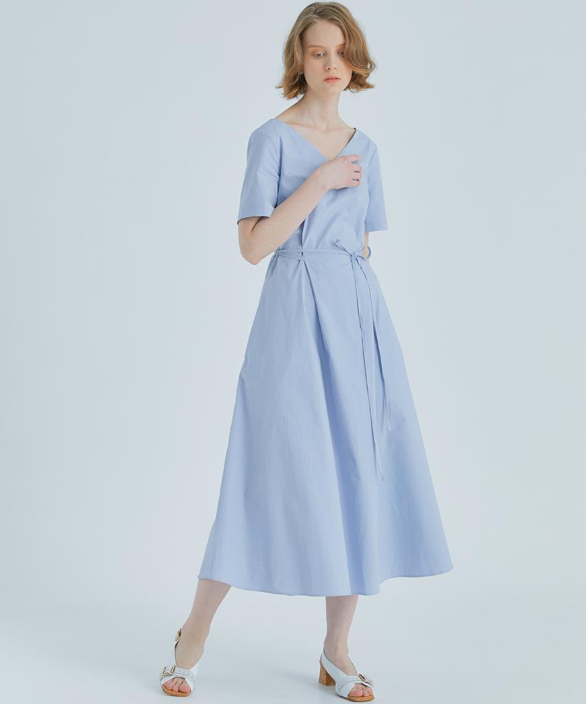 MODERNABLE Long Flare Maxi Dress - Sky Blue
