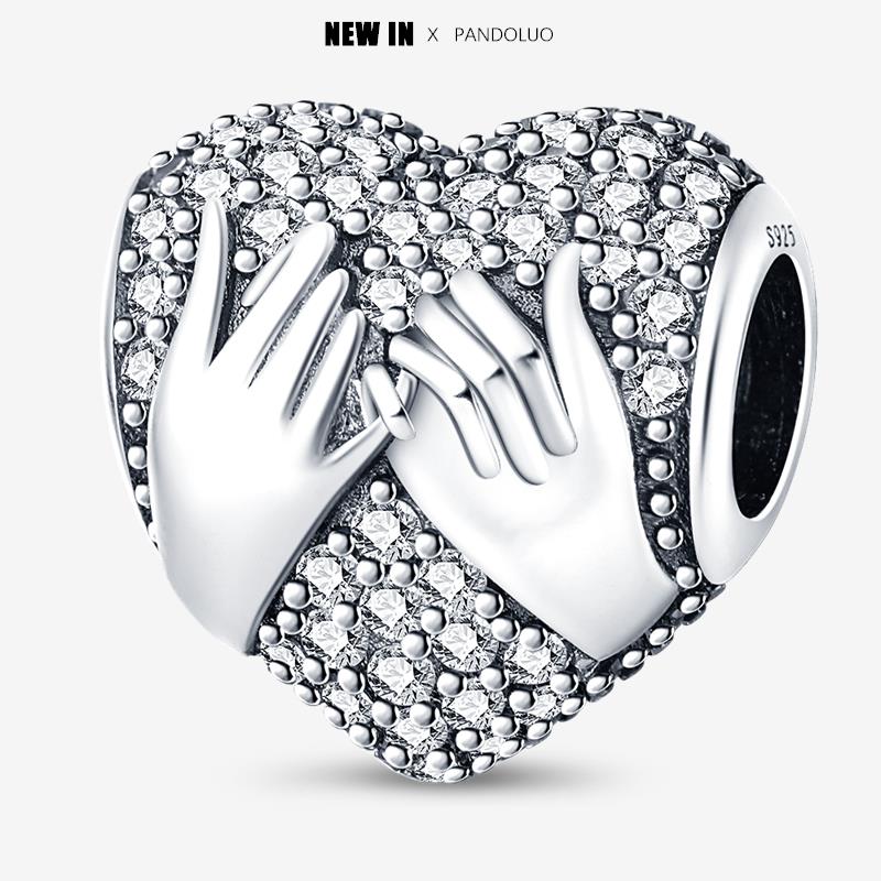 New In Heart Shaped Pattern Charm Beads Fits Pandach Original Bracelet Women Copper Pendant Bead Jewelry Gift