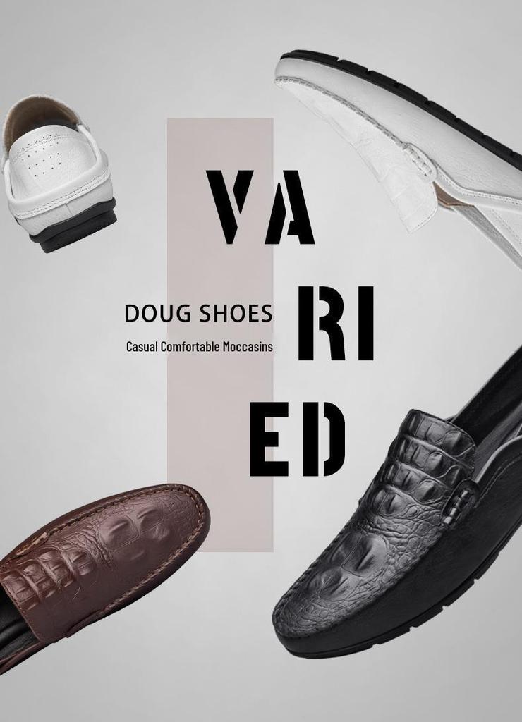 Men's Crocodile Pattern Slip-On Leather Loafers - Large, Versatile, Casual Driving Shoes