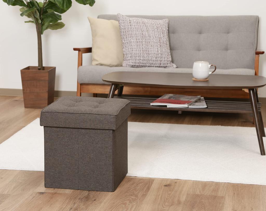Fuji Boeki Storage Stool, Chair, Folding Storage Box, and Ottoman, 38cm Wide x 38cm Deep x 40cm High, Brown, Dino 85853