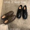 Cowhide version~ leather thick heel retro small leather shoes women's British lace-up new platform Oxford shoes loafers single shoes