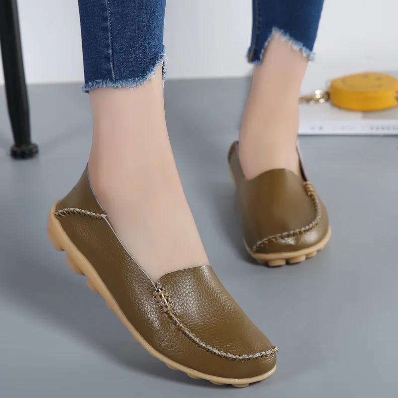 Flat Shoes Women Slip On Shoes for Women's Moccasins Genuine Leather Loafers Women Flats Ladies Shoes Plus Size Sapato Feminino
