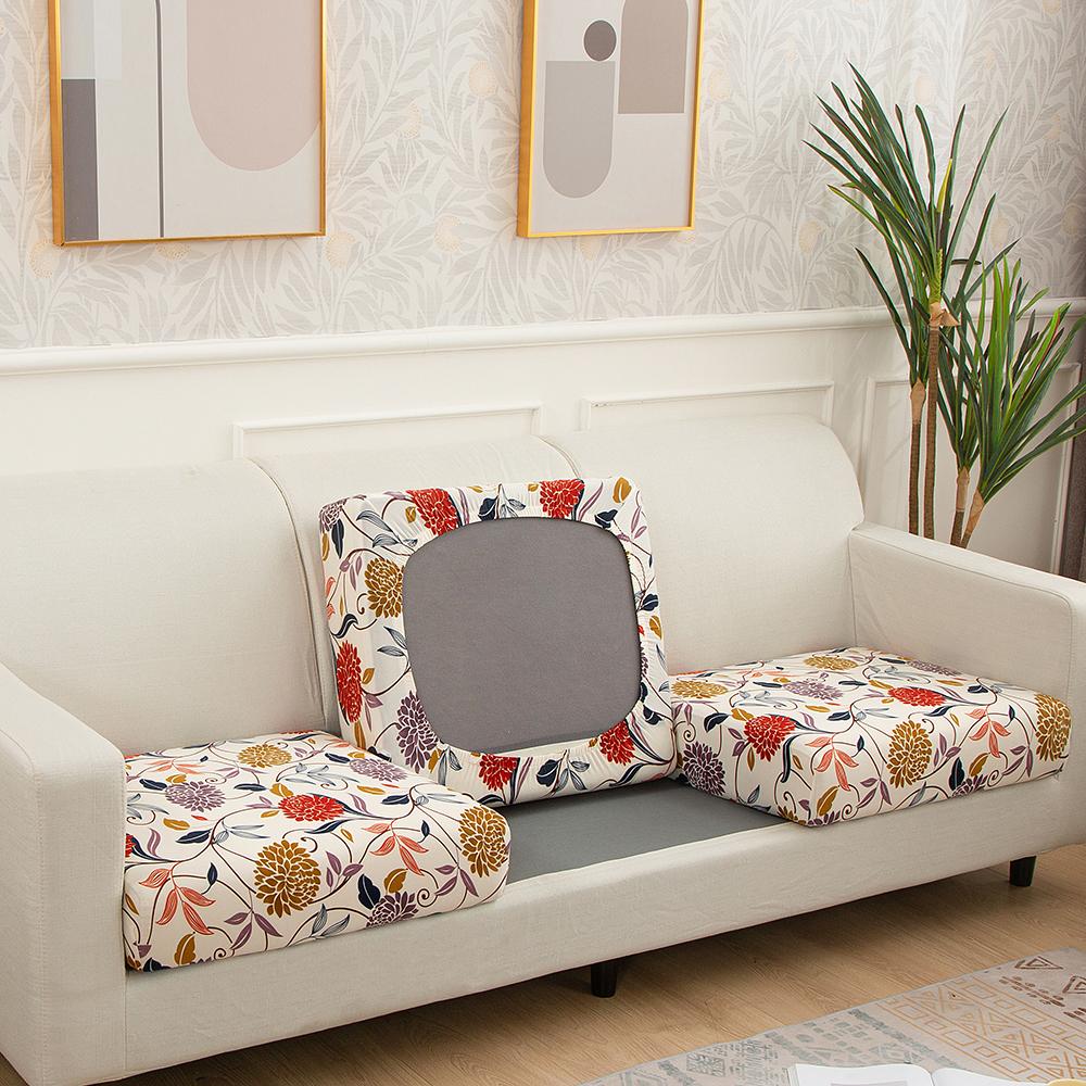 1 /2 /3 /4 Sitzer Sofa Sitzkissenbezug Für Wohnzimmer Haustiere Kinder Möbel Druck Stretch Waschbar Abnehmbar Stuhlsitzbezug