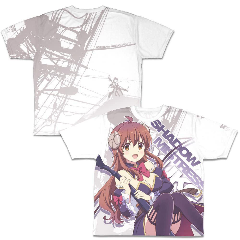 2D COSPA Machikado Mazoku Shadow Mistress Yuko Full Graphic Size Polyester 2-Chome Double-Sided T-Shirt, L,