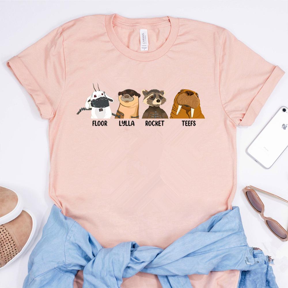 Retro Lylla Teefs Floor Rocket Graphic Tee James Gunn Superhero Movie GOTG 3 Tee Raccoon Rocket and Friends Tshirt Casual Tops