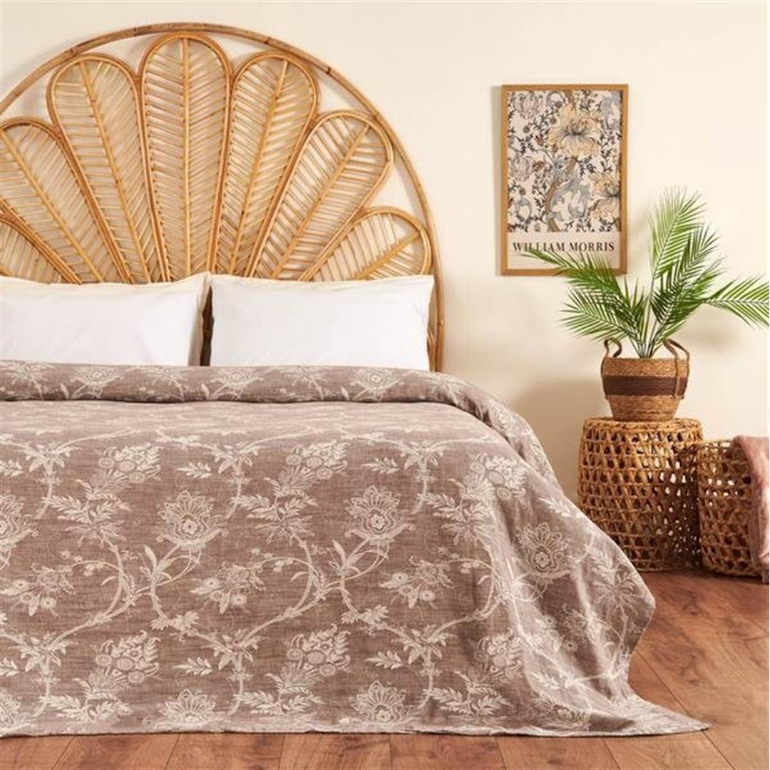 

Покрывало двуспальное Nuvomon Muslin Branch Серое, 220x230 см