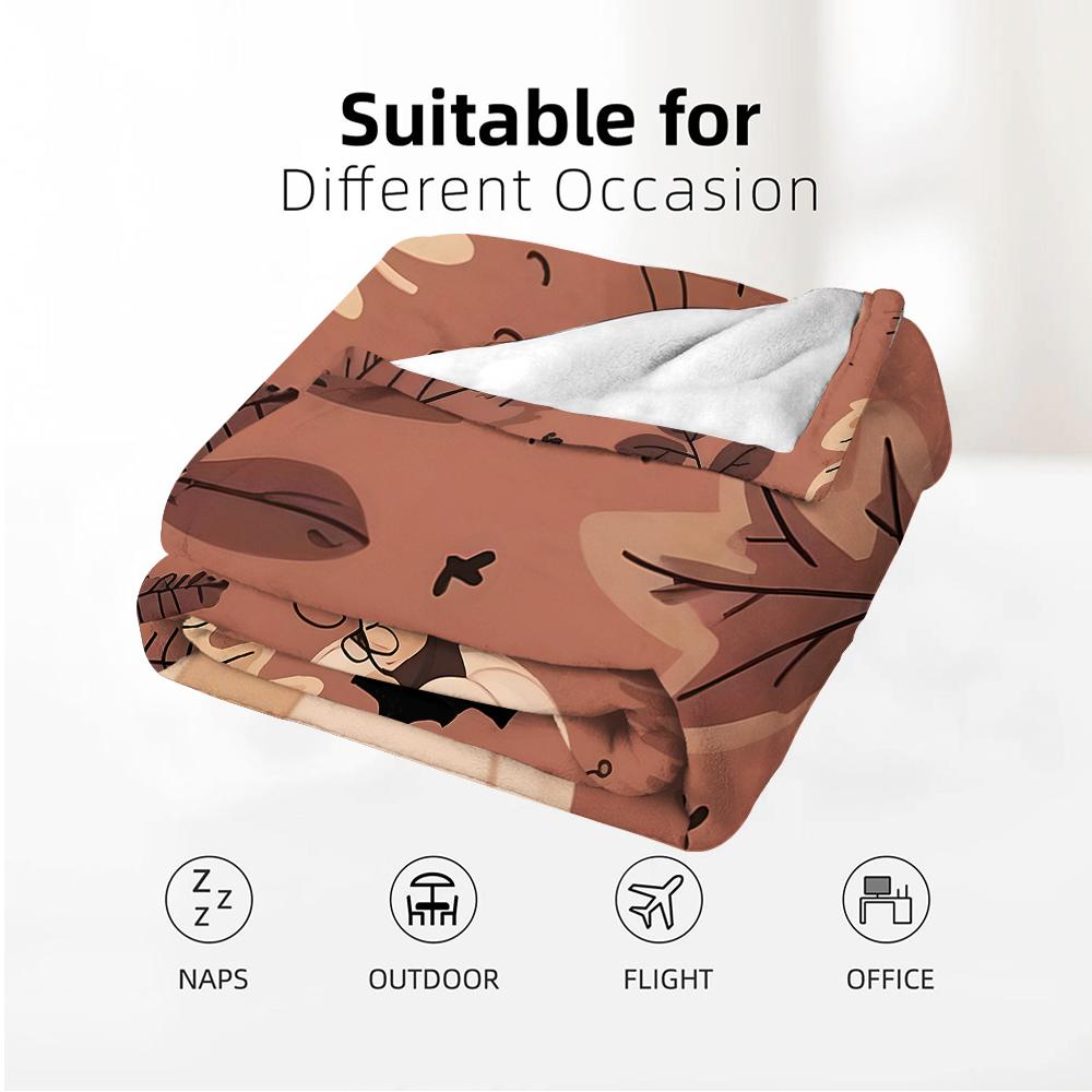 Bat Pumpkin Autumn Anime Cartoon Flannel Blanket Soft Warm Throw for Bedroom Sofa Car Kids Holiday Gift