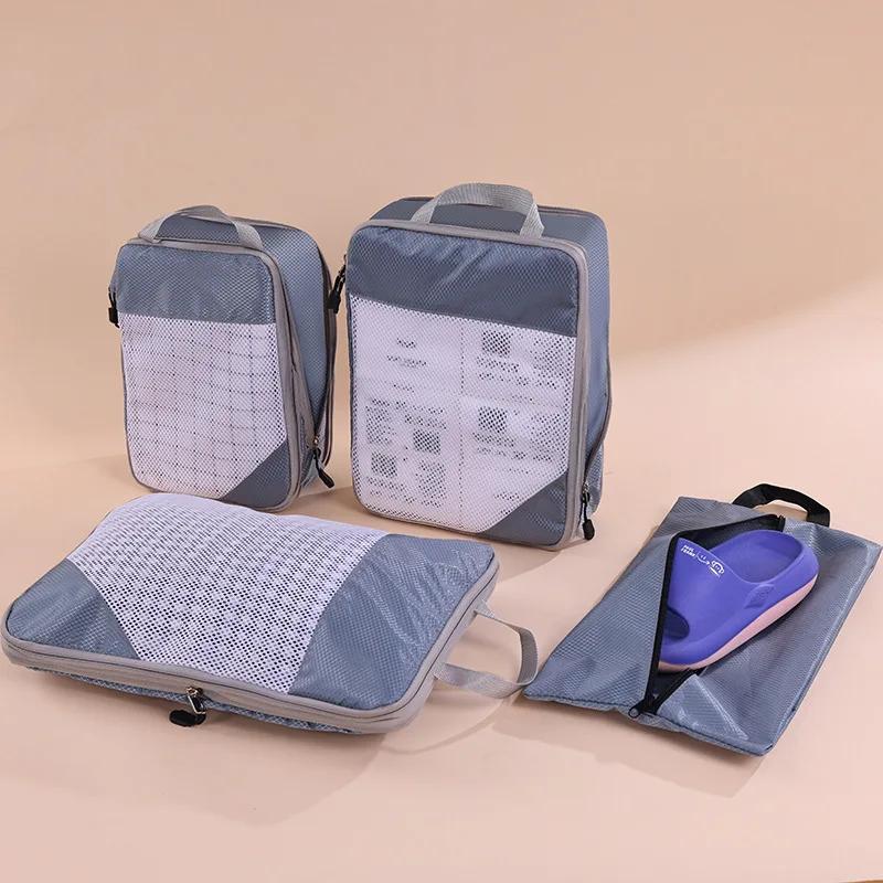 4-Piece Thickened Compressed Mesh Storage Bags - Large Capacity Shoe & Luggage Organizers,Multi-Functional for Travel & Home Use