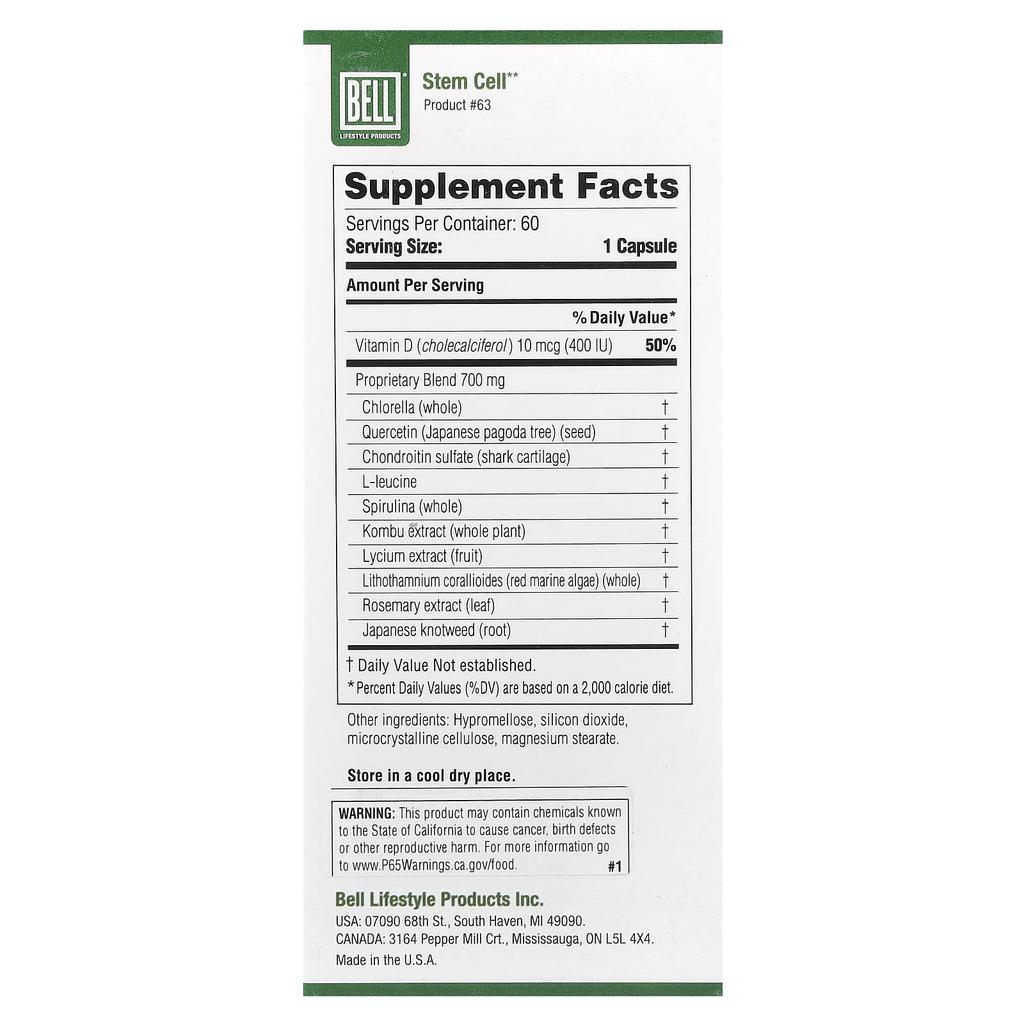 Stem Cells, Veggie Capsules 60 Tablets