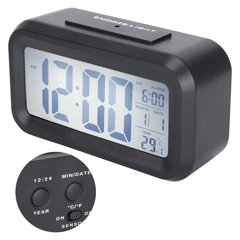 LCD Electronic Clock Large Screen Mute Smart Time Temperature Display Alarm Clock GHY‑501