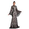 Cross-Border European and American High-End Long-Sleeved Elegant Round-Neck Sexy Long Lace Evening Dress Bridesmaid Dress for Women
