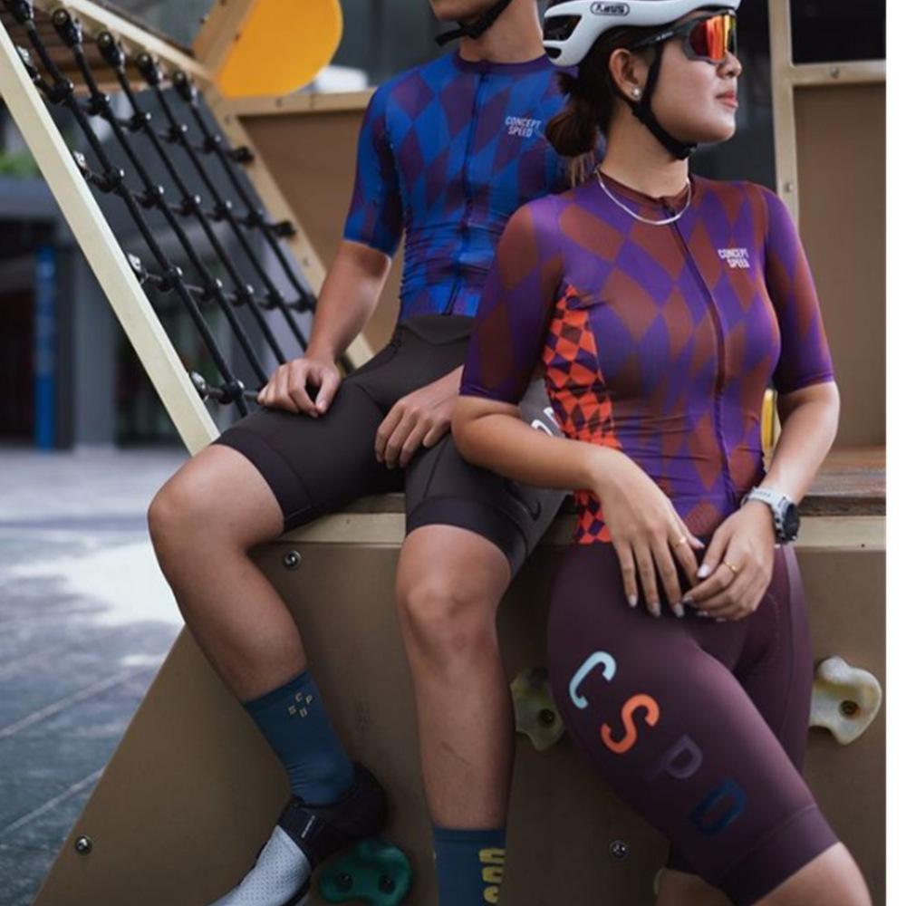 CSPD new women s short-sleeved cycling suit overalls shorts set mountain bike road bike cycling suit XXS