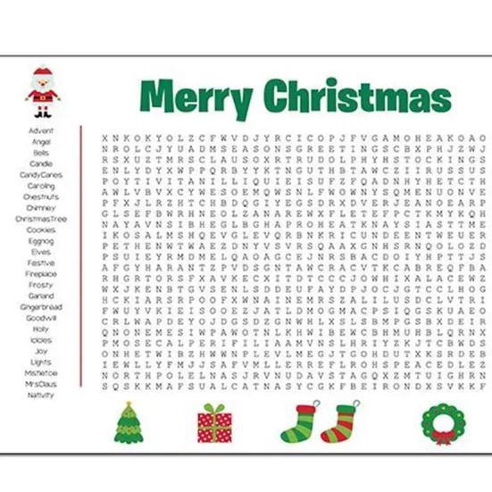 Giant Thanksgiving/Christmas Word Search Poster 36 x 22 Inch Word Search Puzzle Wall Game PVC Reusable Holiday Activity Poster for Family Fun