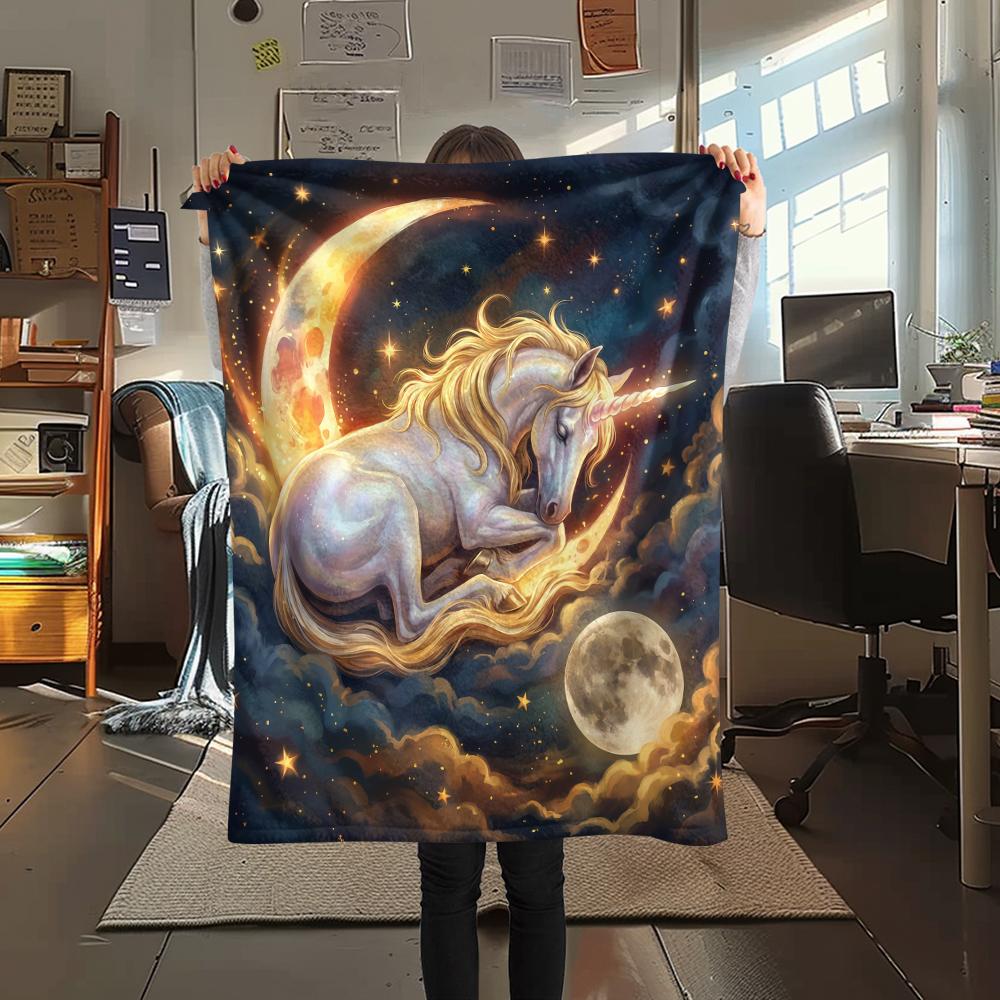 Animals Sleeping Clouds Moon Print Flannel Blanket,High Quality Comfortable for All Seasons,Home Decor,Warmth and Comfort,Perfect for Christmas Gifts