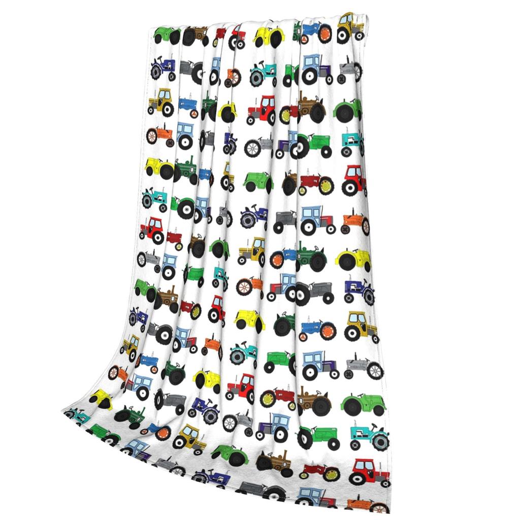 Tractors Print Blankets Soft Warm Flannel Throw Blanket Bedding for Bed Living room Picnic Travel Home Sofa