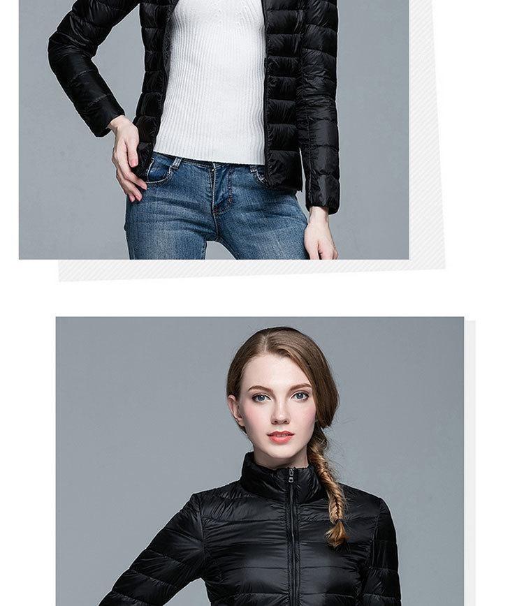 Korean Style Plus Size Womens Down Jacket Lightweight Slim Fit Stand Collar Short Autumn Winter Coat