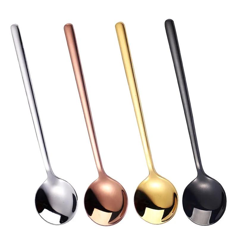304 Stainless Steel Coffee Spoons Teaspoon Kitchen Tableware Gold Kitchen Coffee Accessories 13/15/17cm Mini Dessert Cake Spoon