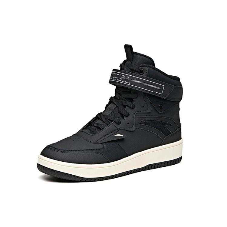 Anta Textile, Synthetic Leather Slip Resistant, Abrasion Resistant, Lightweight High top Skateboard Shoes Men's Black 912048010-3