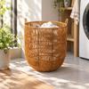 OpenLidless Laundry Basket Brown Woven Hamper with Carry Handles Sturdy for
