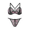 Sexy Lingerie Bed Flirting Robe Three-point Seduction Sexy Embroidery Open Passion Bra Set Women's Large Size