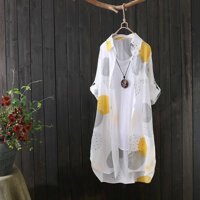 Cardigan casual estivo da donna a vestibilità larga: Camicetta in Chiffon Stampata a Maniche Lunghe Protezione Solare, Giacca Leggera