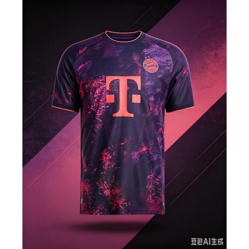 26-27 FC Bayern München Fans Fußballtrikot Shirt, Sommer Neu 3D-Druck Sport T-Shirt, Atmungsaktives Schnelltrocknendes Trainingsschweißshirt XL