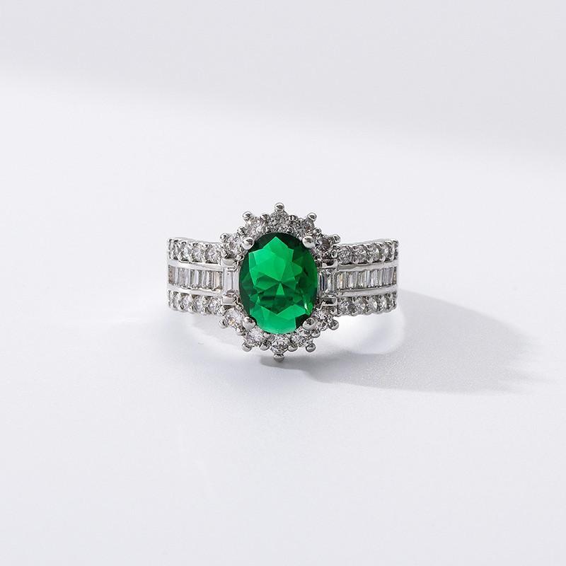 Silve Gorgeous Shiny Stone Green Zircom Ring For Women Engagement Wedding High Quality Fine Jewelry