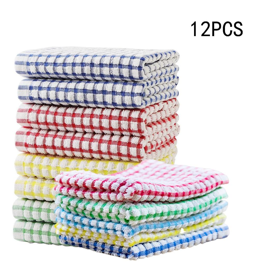 Dish Cloths For Kitchen Washing Dishes Super Absorbent Dish Rags Cotton Cleaning Cloths Pack Of 12,12x12 Inches