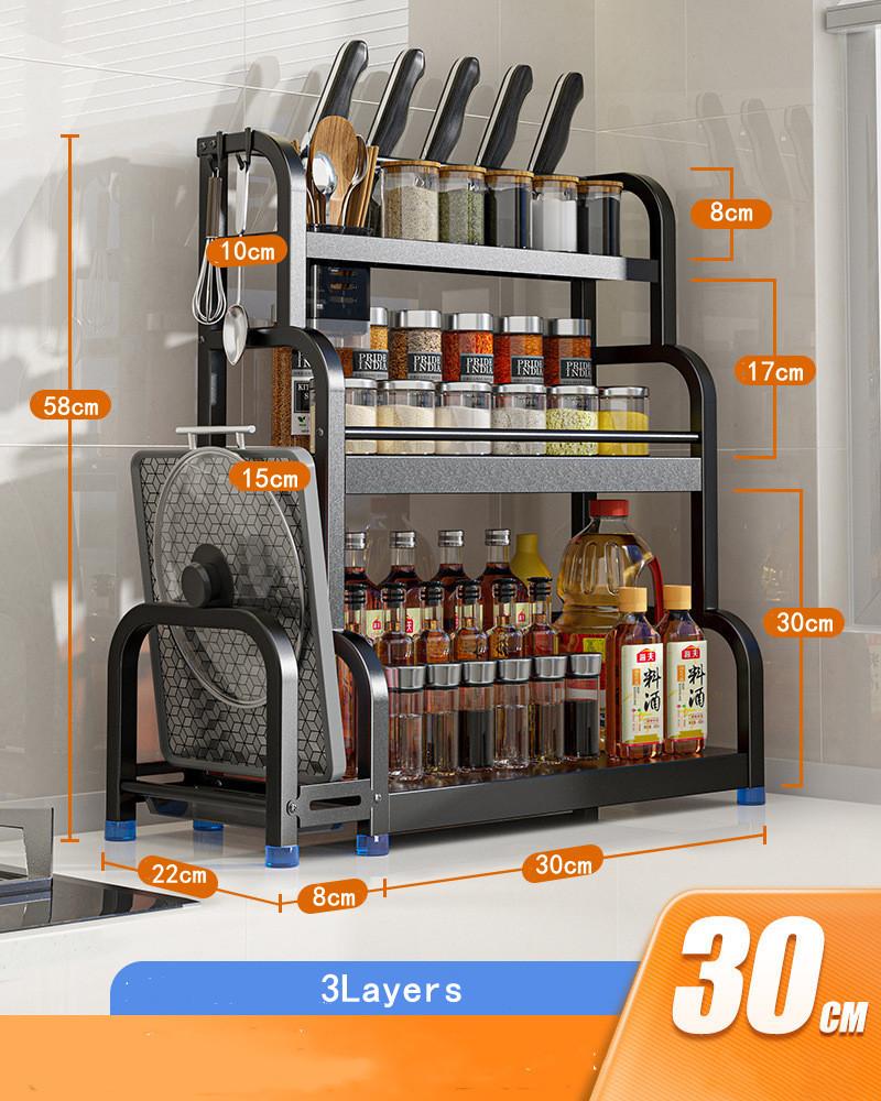 2Layers 3Layers Stainless Steel Kitchen Storage Rack Seasoning Chopsticks Shelf Organizer Knife Jar Household Accessories